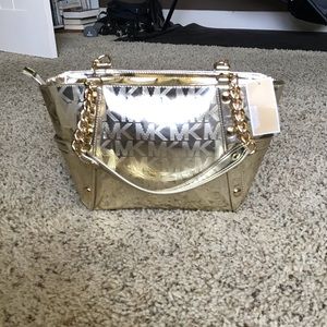 NEVER USED Michael Kors Metallic Gold Purse